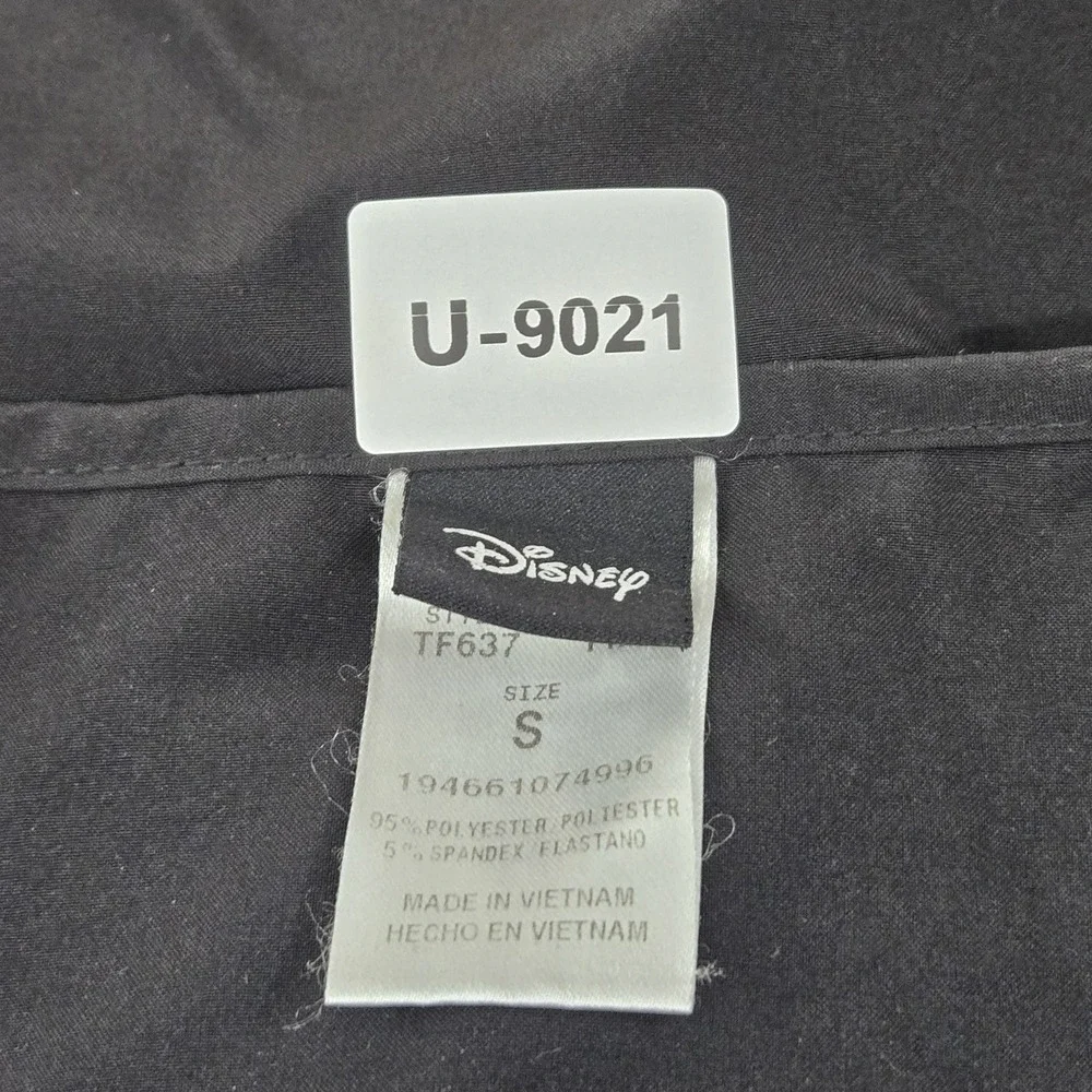 Disney Women Scrub Top S Black Graphic Print‎ Cinderella TF637 Activewear